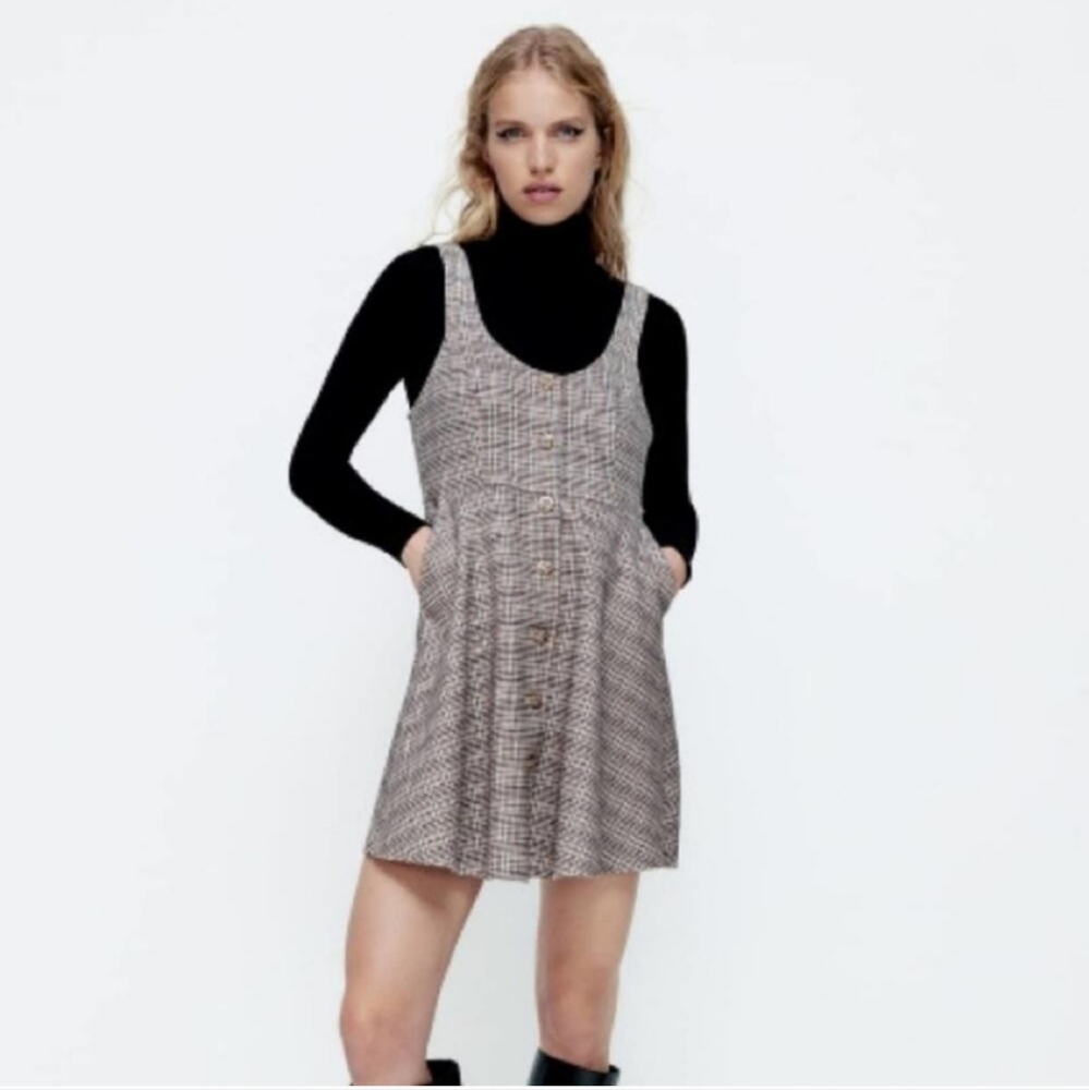 Zara Faux Suede Plaid Dress